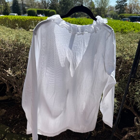 Chaps Women's Plus Size Pullover Cotton Top with Ruffle V-Neck NWT - Picture 13 of 13